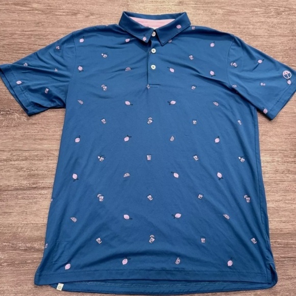 NWT- Puma Arnold Palmer Men’s Polo Shirt- Blue Short Sleeve All Over Print Logo - Picture 1 of 15